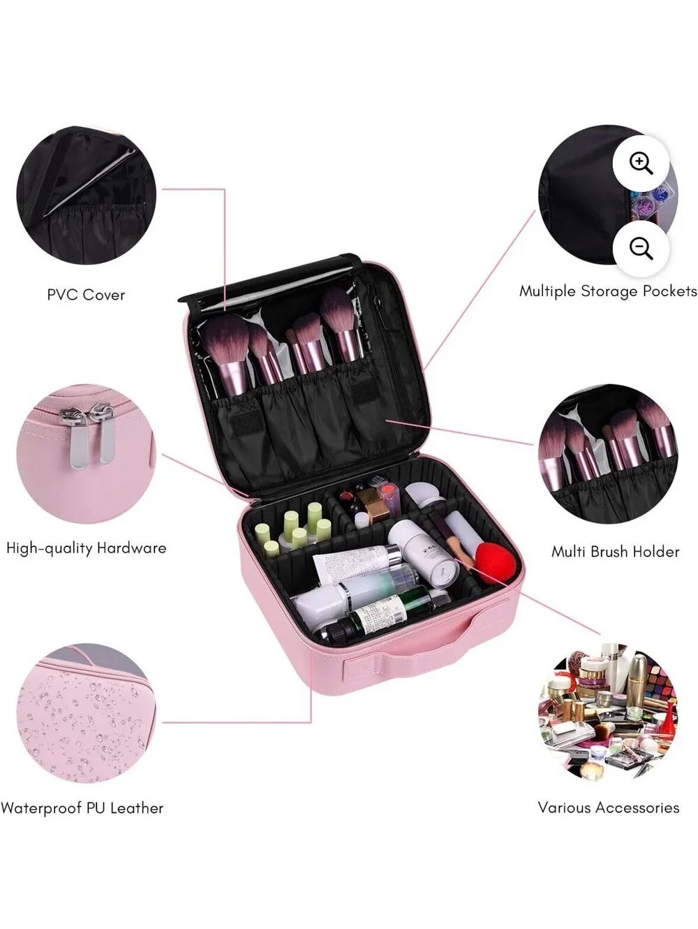 Makeup Organizer VASKER Makeup Case Travel Makeup Bags Organizer